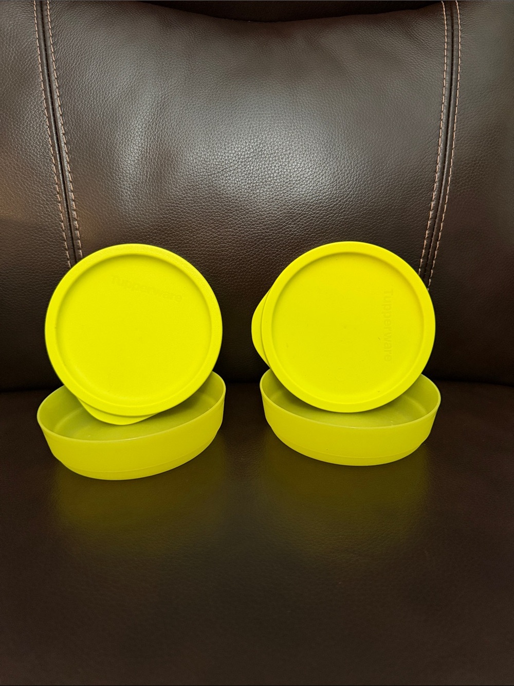 Tupperware Neon Yellow food containers 4 pcs